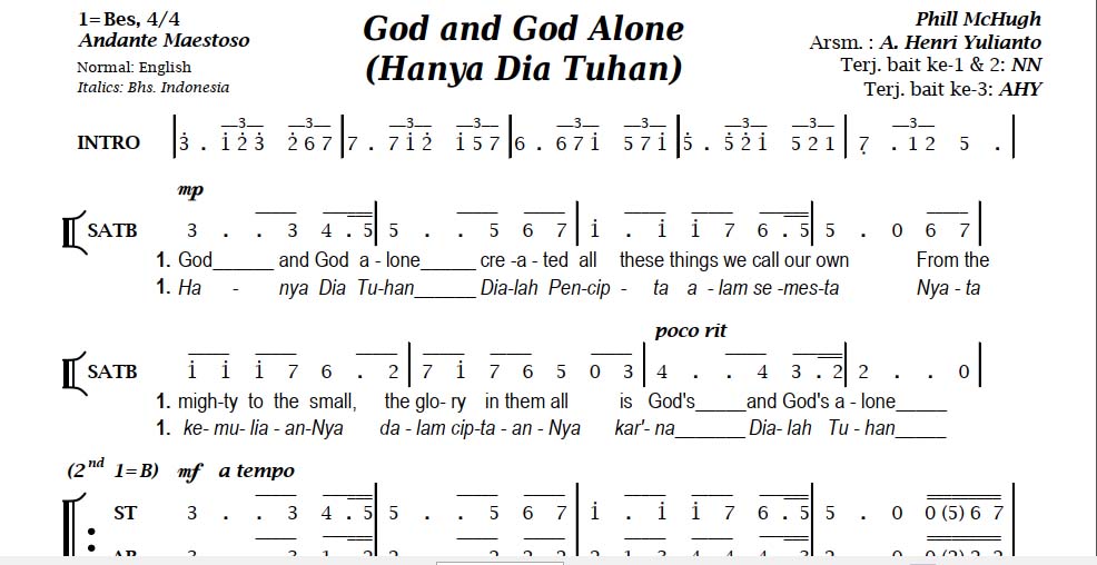 God and God Alone (Hanya Dia Tuhan)-Phill McHugh (Post Komunio)